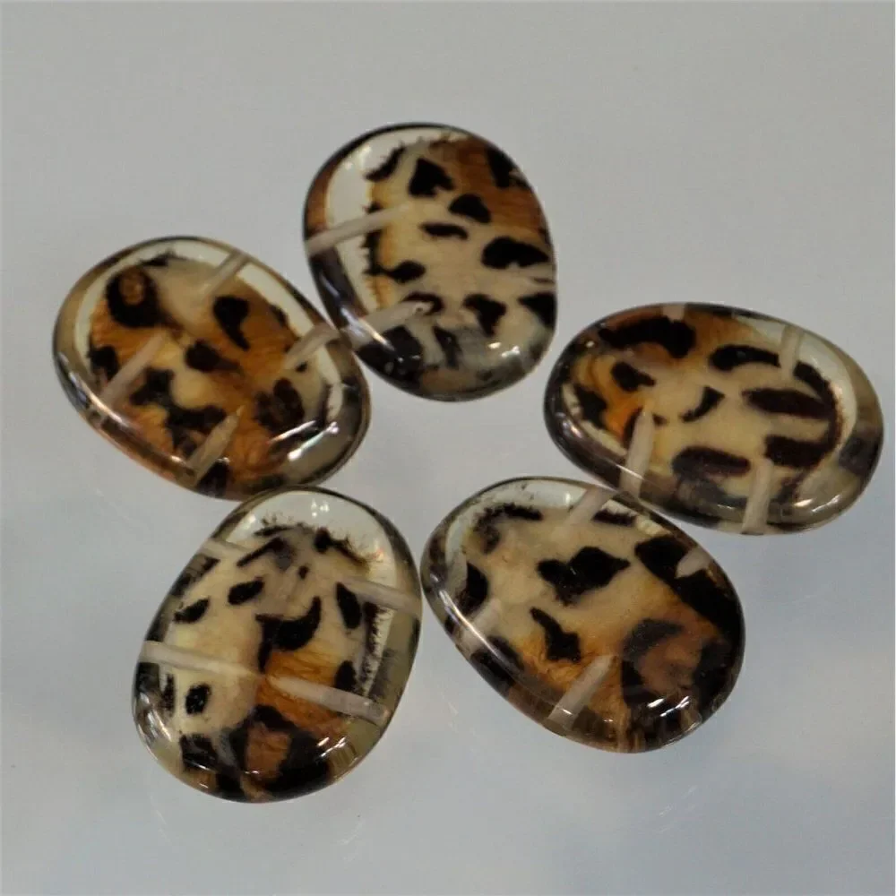 Craft Leopard Print 5 Acrylic Flatback Beads X Large 2.25 Inch